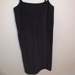 Forever 21+ Black Glitter Spaghetti Strap Bodycon Slip Dress